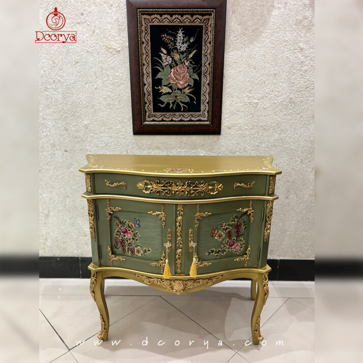 میز کنسول دو درب نقاشی برنز خور B078
