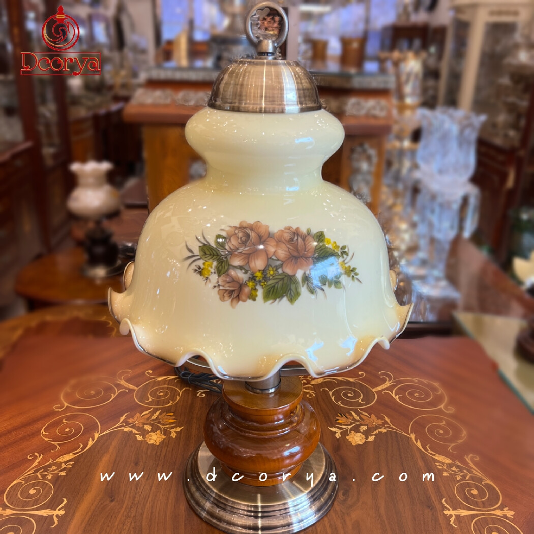 آباژور رو میزی حباب گلدار بزرگ کد 003