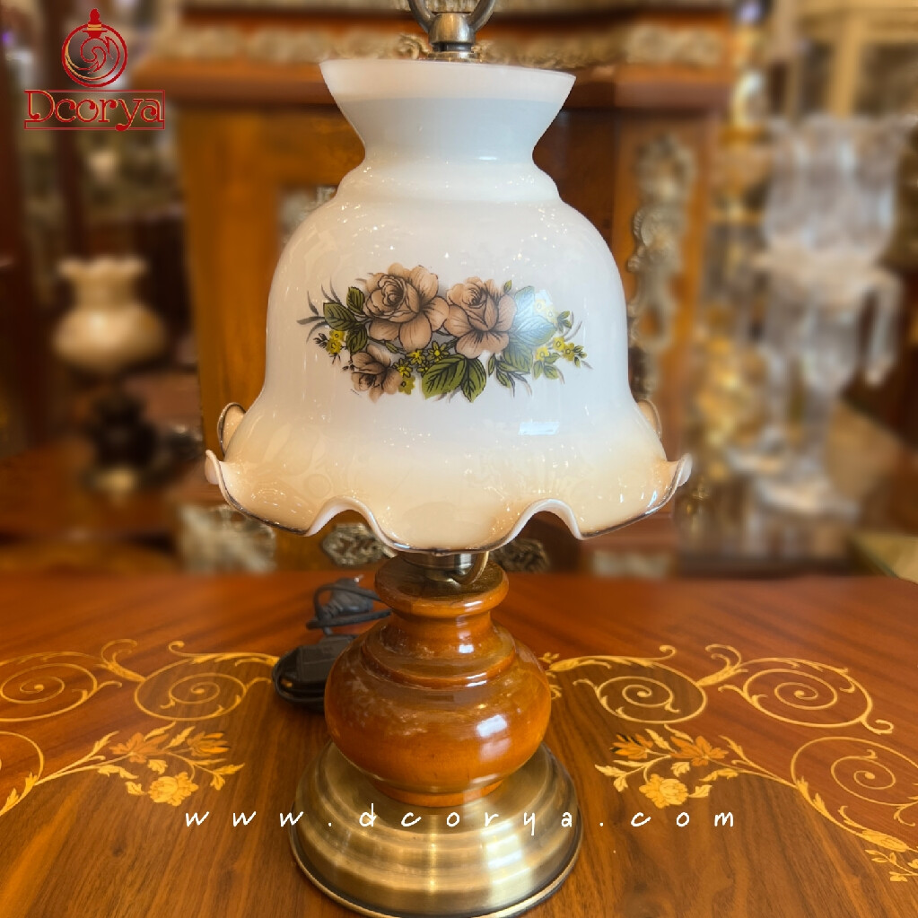 آباژور رومیزی حباب گلدار متوسط کد 005