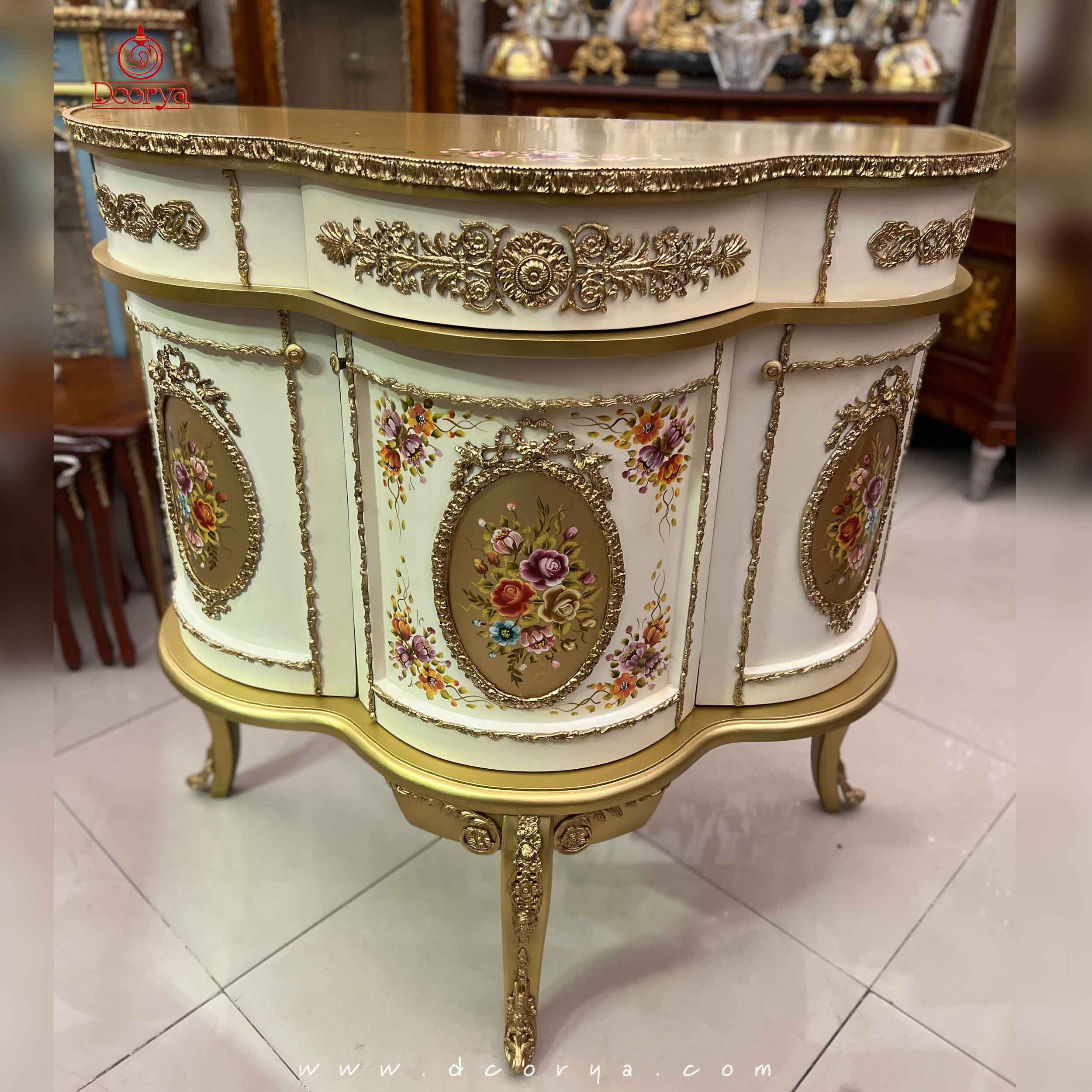 میز کنسول سه درب نقاشی برنزخور B017