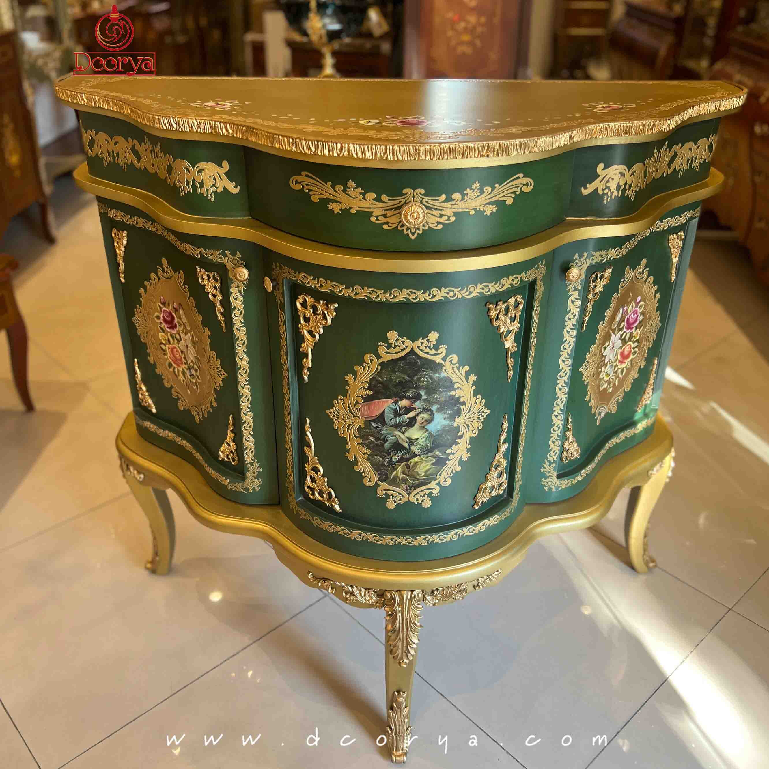 میز کنسول سه درب نقاشی برنزخور B096