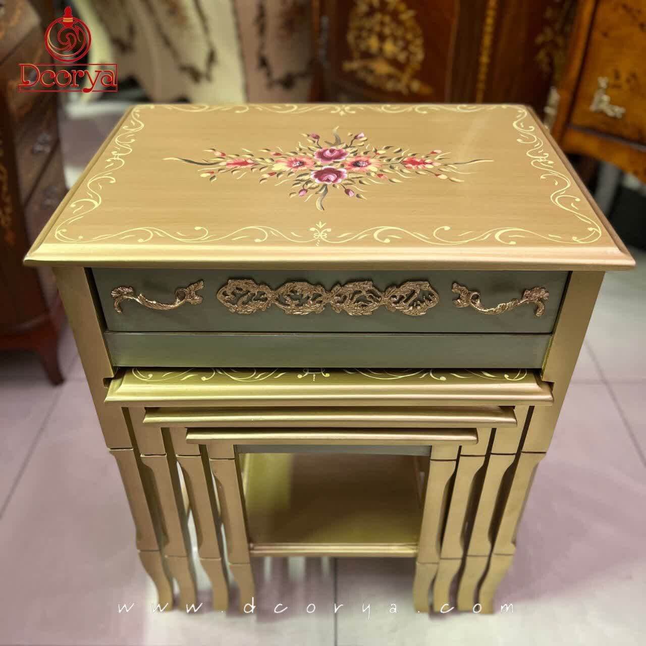 میز عسلی برنز خور کشو دار