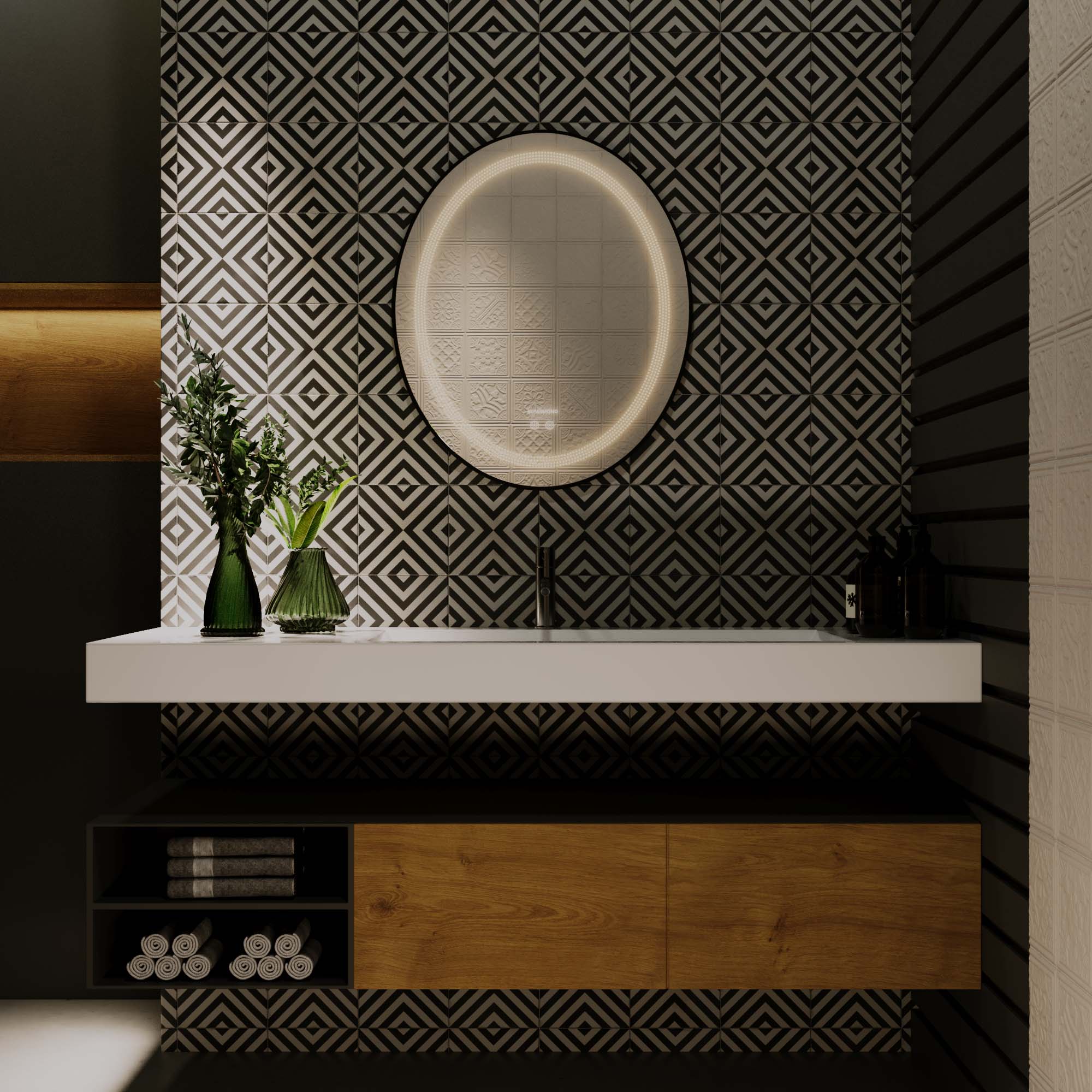 آینه ضد بخار بیضی - مدل SLW