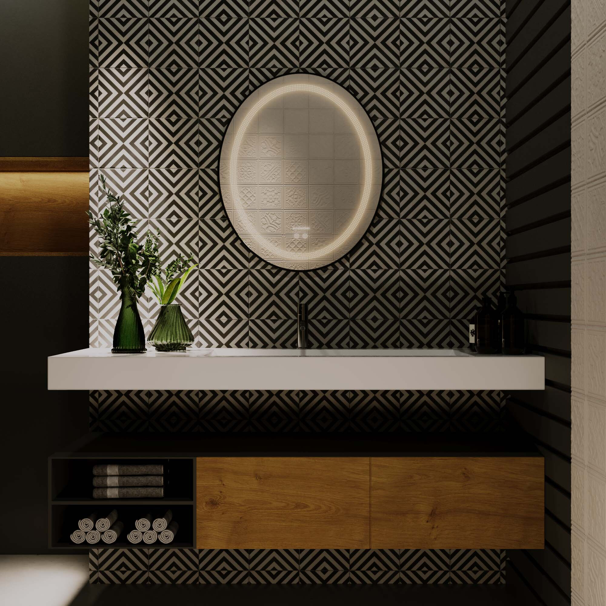 آینه ضد بخار بیضی - مدل SLW