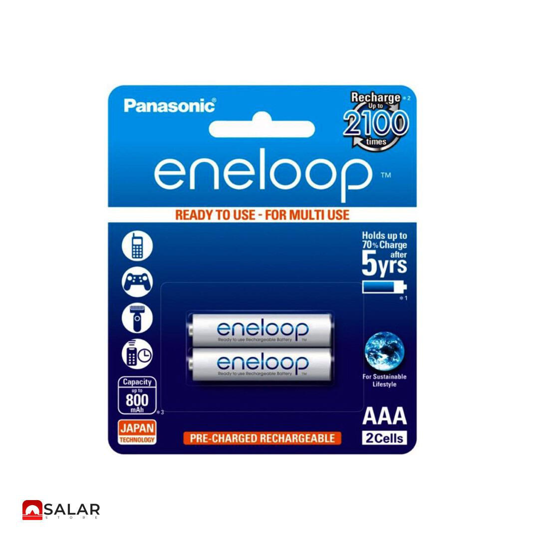 باتری نیم قلمی شارژی پاناسونیک مدل Eneloop BK-4MCCE/2BT بسته 2 عددی