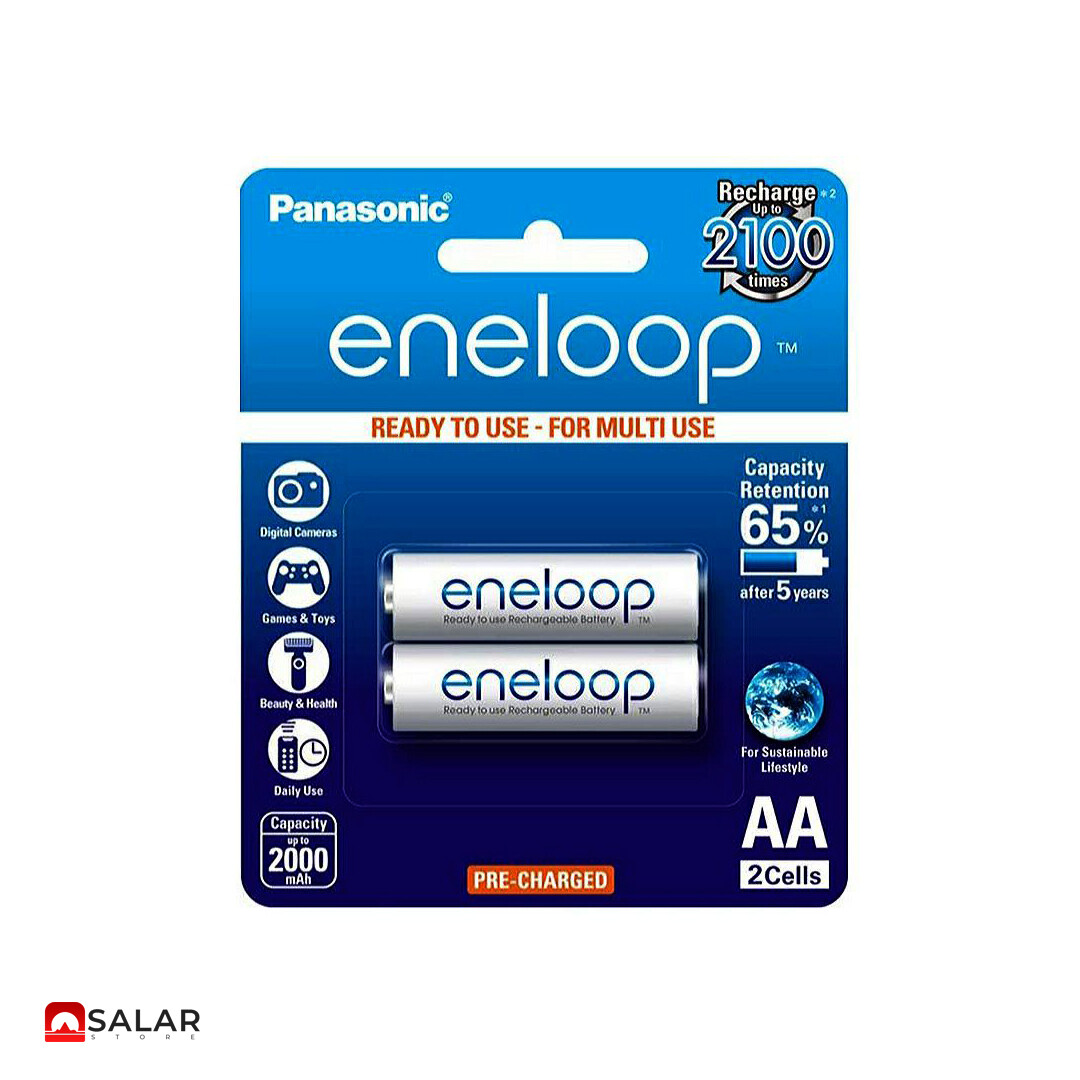 باتری قلمی شارژی پاناسونیک مدل Eneloop BK-3MCCE/2BT بسته 2 عددی