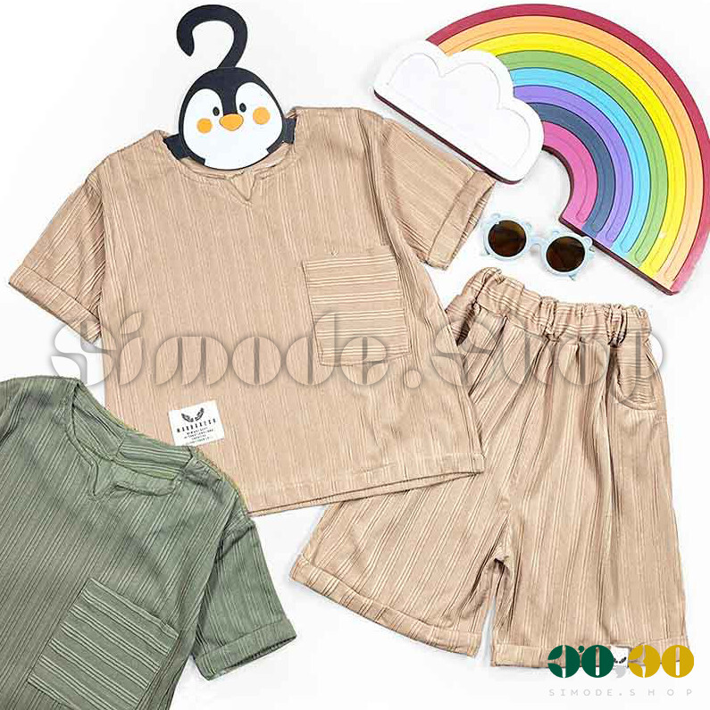 تیشرت شلوارک 45-60 پسرانه میله ای