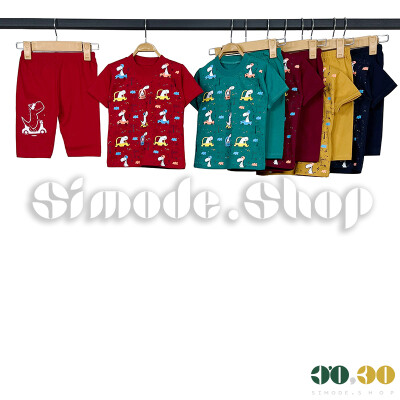تیشرت شلوارک 30-35 دایناسور ماشینی پسرانه