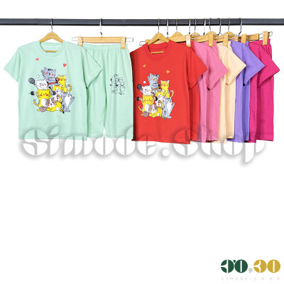 تیشرت شلوارک50/55گربه دخترانه