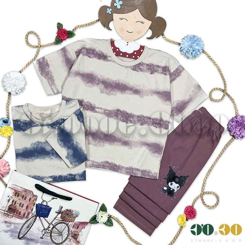 تیشرت شلوار 40-60 گربه دخترانه