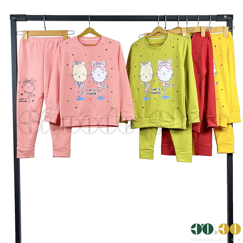 بلوز شلوار 45-50 گربه ای دخترانه