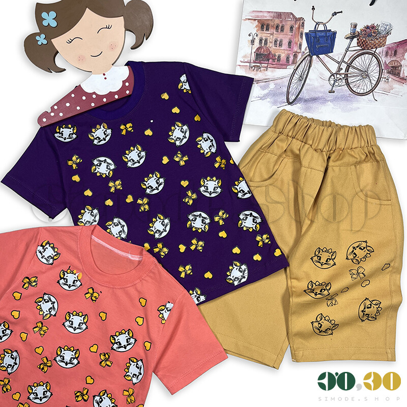 تیشرت و شلوارک 35-50 گربه دخترانه